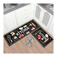 Print Washable Kitchen Rugs Set 2 Piece Rugs Runner Set Waterproof Kitchen Floor Door Mat Non-Slip Kitchen Mats for Home