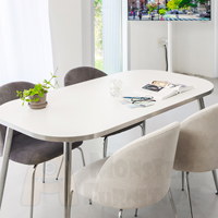 Table à manger Maison Hailey, table de cuisine moderne, durable, surface facile à nettoyer, robuste, légère, chrome de qualité supérieure
