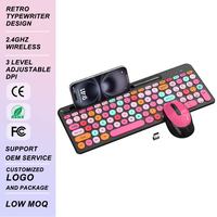Ensemble clavier et souris sans fil 100 touches coloré, design ergonomique, 800-1600 DPI, USB 2.4GHz, pavé numérique pour PC/ordinateur de bureau, en stock