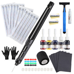 Kit Completo de Pluma Manual para Tatuajes, Herramienta de Tatuaje con Mango Negro para Entrenamiento en Escuelas de Tatuaje y Práctica para Principiantes - Product Image 1