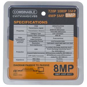 Convertidor de <span class=keywords><strong>Video</strong></span> <span class=keywords><strong>Balun</strong></span> Activo HD Pasivo de 5MP 8MP Coax Bnc 75 Ohm a 120 Ohm Rj45 IP para <span class=keywords><strong>CCTV</strong></span> - Product Image 4
