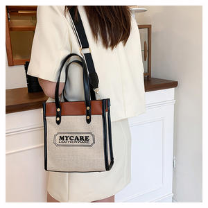 Bolso Bandolera Casual para Mujer 2025, Bolso de Mano de Lona de Gran Capacidad, Diseño Versátil con Letras Geométricas para Uso Diario - Product Image 4