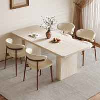 Table et chaises de salle à manger rectangulaires de style rétro français, design antique, en pierre, pour petit appartement ou restaurant