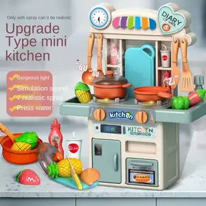 Chef Pretend Play Cookware Educational Modern Spraying Sound Lights Simulation Mini Kitchen Toys Tableware Play Set For Kids