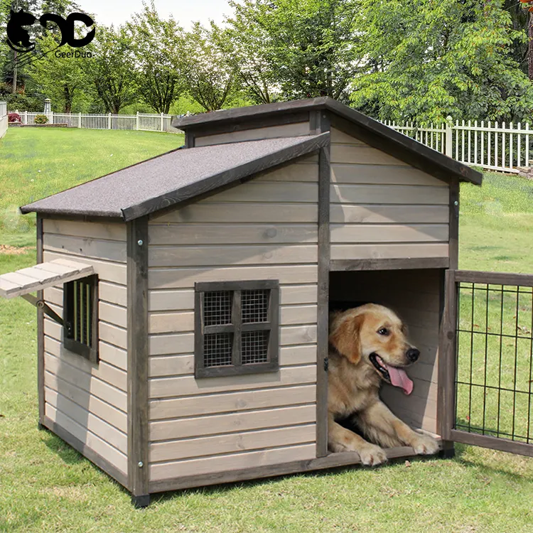 Geerduo Waterproof Four Season Use Indoor Outdoor Yard Wooden Luxury Dog Kennel for Large Breed Dogs