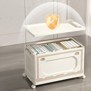 Hot bán 55L có thể gập lại ráp mua sắm giỏ Tote giỏ giáo viên giỏ hàng tiện ích cán Crate với bánh xe bằng gỗ Bìa - Product Image 3