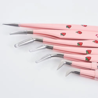 Applicateur de faux cils en acier, en forme de L à 45 et 90 degrés, pour extensions de cils, marque privée, vente en gros, pince à cils à pointe en fibre