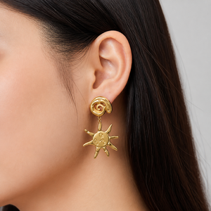 Pendientes de Espiral Solar en Acero Inoxidable con Baño de Oro de 14K - Product Image 5