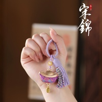 Nouveau Kit de Matériaux pour Porte-clés en Coton Lianyungang, Série Violette, Brocart Song Brocade, Motif Petit Cheval, Thème Nouvel An, Patrimoine Culturel Immatériel