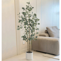 Plantes artificielles, arbre d'eucalyptus, simulation de grandes feuilles vertes, plante en plastique en pot, décoration de paysage, décoration de la maison, bonsaï 150/180 cm