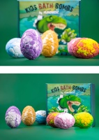Nouvelles Bombes de Bain Artisanales pour Enfants, Motif Œufs de Dinosaure et Fleurs, Coffret Cadeau, Mousses Abondantes, Effervescentes, Blanchissantes, Exfoliantes, Spa, Option Logo Personnalisé