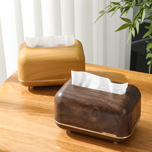 Tissue Box Wooden Design Natural Walnut Color Desktop Home Use Convenient Storage - Product Image 1