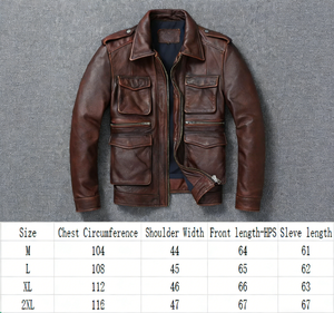 جاكيت جلد طبيعي مخصص بمظهر عتيق للرجال، سترة شتوية من جلد البقر الحقيقي، جاكيت للدراجات النارية - Product Image 6