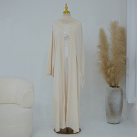 Nouvelle Collection 2026 : Abaya Islamique pour Femme, Robe Musulmane Couleur Unie, Cardigan Abaya Brodé de Dentelle, Abaya Modeste avec Hijab
