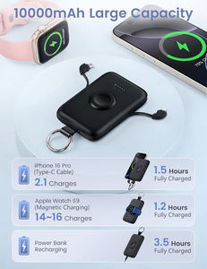<span class=keywords><strong>Cargador</strong></span> Portátil de 10000 mAh con Carga Rápida PD de 20 W, Banco de Energía con Cables Integrados para Teléfono, Reloj y Auriculares - Product Image 5