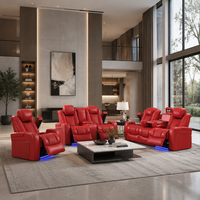 Canapé de cinéma professionnel en cuir italien de luxe avec fauteuil inclinable électrique, LED, Bluetooth, rangement pour gobelets et console