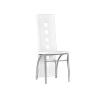 Chaise de salle à manger moderne à dossier haut et structure en métal et cuir