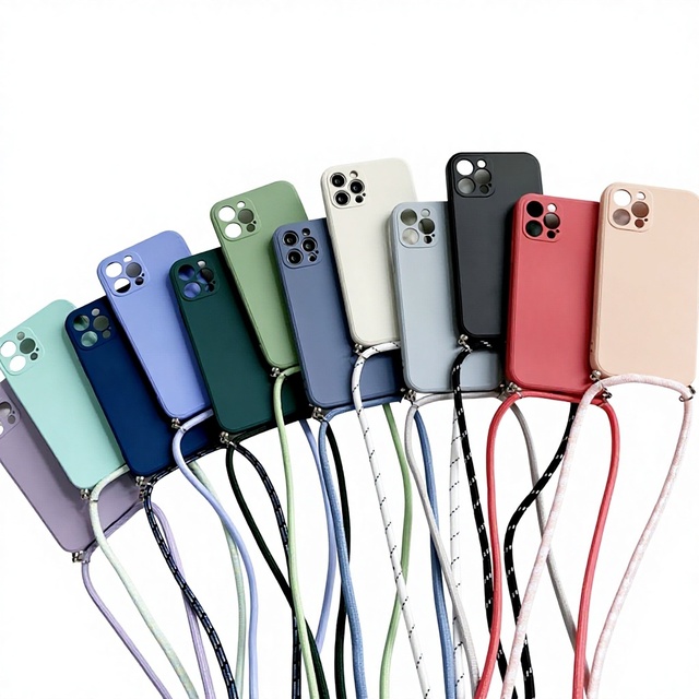 For for 17 Liquid Silicone 15 Drop-resistant Phone Case Lanyard IPhone13Promax Soft Case 16 Straight Edge Pure Handmade Pure