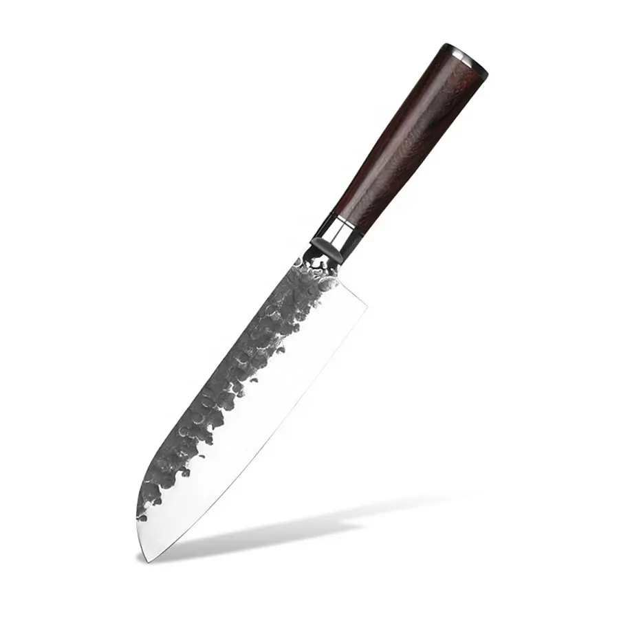 7 אינץ מקצועי יפני סכין עץ ידית שף Santoku סכין דמשק מטבח סכין