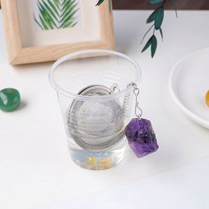 Wsy773 Infuseurs naturels en acier inoxydable 304 avec pierres de cristal (améthyste, quartz rose) pour thé et épices - Product Image 4