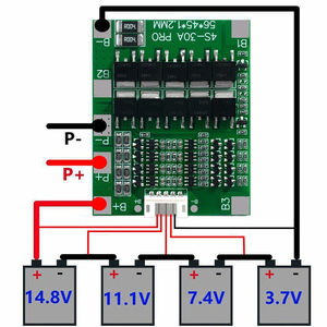 Carte de protection à quatre cellules 3.7V/3.2V, port partagé, 30A, équilibrée, pour batterie 18650, ODM, carte de limitation de courant 10MOS0A - Product Image 5