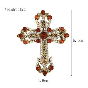 Vintage Rhinestone Çapraz Broş Kadın Erkek Retro Çapraz Broşlar Dini Broş Gösterişli Takım Elbise Yaka İğnesi Giyim Aksesuarı - Product Image 4