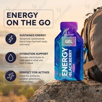 Gel énergétique liquide à la mûre en sachet individuel, absorption rapide, nutrition sportive, gel énergétique, performance athlétique, complément alimentaire