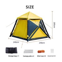 Tente de camping gonflable pyramidale double couche pour l'extérieur, quatre saisons, imperméable, respirante, résistante au vent, en tissu Oxford 300D, pour le voyage