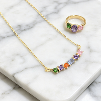 Vergulde CZ choker ketting 925 sterling zilver kleurrijke sieraden voor vrouwen sierlijk elegant Valentijn romantisch cadeau