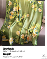 Écharpe en soie pour femmes, grande, longue et légère, foulards en soie pour le cou, écharpes douces à fleurs, cadeau de mode pour femmes