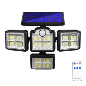 Outdoor Solar Garden <b>Light</b> with Remote 4 Heads Motion <b>Sensor</b> Lamp IP65 Waterproof 270 Wide Angle Wall <b>Lights</b> with 3 Modes 198Led - Product Image 1