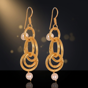 Factory Price New Fashion Gold Plated 925 Sterling Silver Eco-Friendly Certified Natural White Pearl <b>Cute</b> Style Third <b>Earrings</b> - Product Image 2