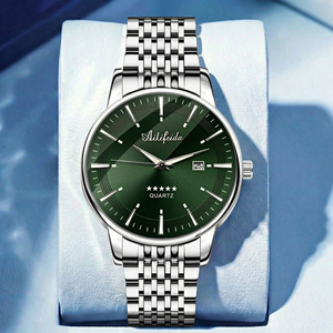 Reloj de Cuarzo Clásico para Hombre, Diseño de Esqueleto en Acero Inoxidable, Luminoso, Simple, Moderno, con Indicador de Fecha, Resistente al Agua, Elegante y Ejecutivo - Product Image 5