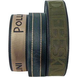 Logo tên thương hiệu Jacquard overlock Nylon Polyester vải cho Túi dây đeo nhà dệt - Product Image 6