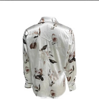Nouvelle chemise en mousseline de polyester imprimée florale style coréen pour femme, chemisier OL à manches longues, col montant, mode, pour le travail et les trajets quotidiens