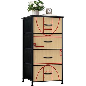 Cómoda de 4 cajones con textura de madera, cancha de baloncesto con temática deportiva para decoración del hogar en sala de estar o dormitorio - Product Image 2