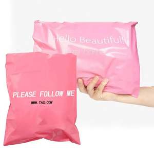 Sac de courrier rose « Merci » 10x13 avec logo personnalisé imprimé, pour envoi de colis, emballage d'expédition, sacs postaux, pochettes en polyéthylène avec poignée - Product Image 6