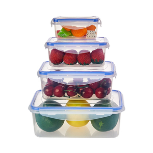 Factory Supply Airtight Microwave Safe Kitchen Household Plastic Jars bento box Storage Food Containers Set With Clear Lids
