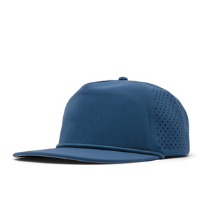 Snapback personnalisé vierge non structuré 5 panneaux Baseball léger bec pré-incurvé panneau latéral perforé Performance chapeau de corde perforée - Product Image 1