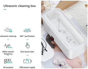 Nettoyeur à ultrasons portable pour lunettes, montres et bagues - Machine de nettoyage de lunettes domestique durable, alimentation USB pour voitures - Product Image 2