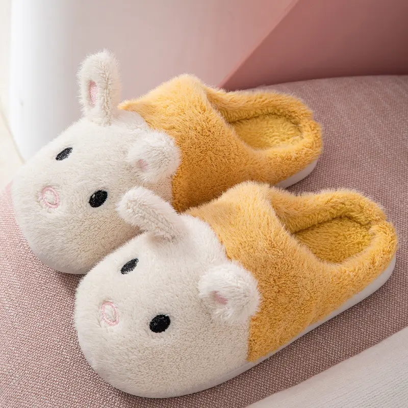 Comfort plush warm cute home indoor shoes women Autumn Winter Cartoon Rabbit shape couple slippers with best price shoes women