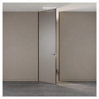 Porte secrète plate taupe sans cadre, gain de place, design moderne et élégant, porte cachée sans joint pour sous-sol avec panneau mural