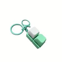Vente en gros usine Porte-clés carré en plastique avec bouton de clavier à clic, interrupteur fidget et base LED lumineuse