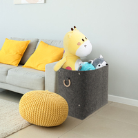 Panier de rangement en feutre 92L Super Large avec poignées en bois pour jouets et oreillers