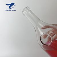 Bouteilles en verre rondes à fond concave de 500 ml pour vodka, whisky, tequila avec bouchon en bois