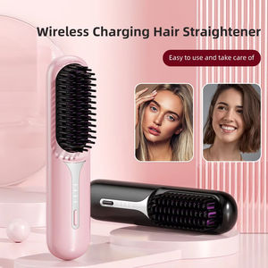Lisseur de cheveux portable sans fil pour cheveux humides et secs, brosse lissante à chauffage rapide avec ions négatifs pour cheveux bouclés et volumineux - Product Image 2