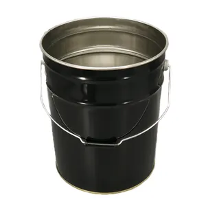 Empty Metal Tin Paint Pail Bucket Steel Iron White Coating Drum Barrel With Handle And Flower Lid