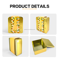 Boîte en fer blanc rectangulaire jaune personnalisée Jinyuanbao pour emballage alimentaire, biscuits, bonbons, snacks, avec motif en relief