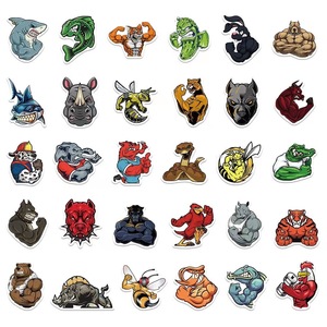 60 pezzi di decalcomanie per il fitness sportivo per gli amanti del fitness in palestra regalo cartoon angry aggressivo adesivo muscolare animale - Product Image 3