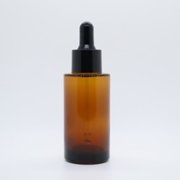 Flacons compte-gouttes en verre de sérum d'huile essentielle cosmétique ambre de 30ml 50ml 100ml avec bouchon de pipette